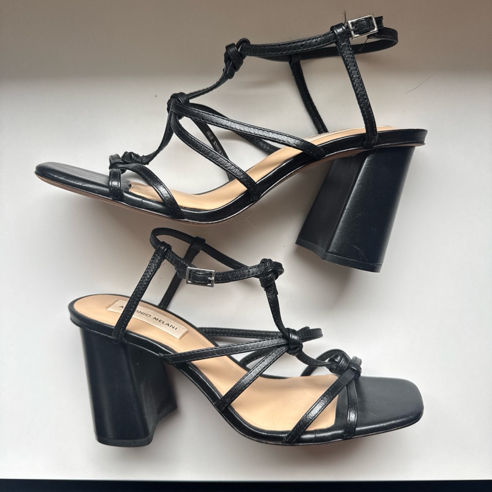 ANTONIO MELANI Black Heels Strappy Sandals